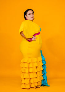 Havana Colorblock Mermaid Maxi Dress