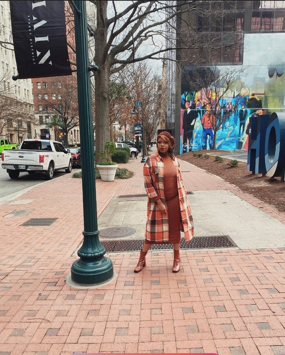 ‘Slay In The City’ Luxe Shacket - (Multi-Color Plaid Burnt Orange, Brown & Tan)