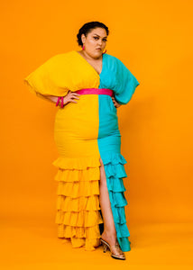 Havana Colorblock Mermaid Maxi Dress