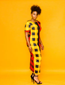 Checkmate Color-Block Midi Dress
